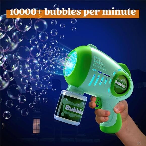 2 Packs Bubble Guns with 4 Bottles Solution, 8 Holes Light Up Automatic - Picture 5 of 7